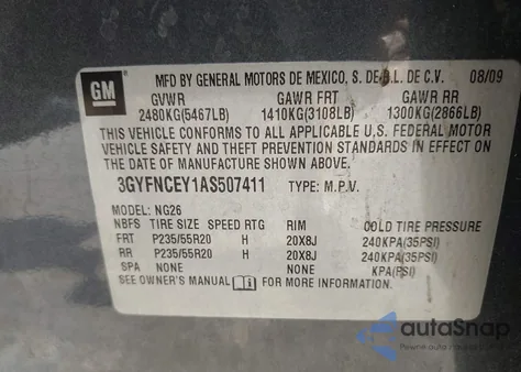 2010 Cadillac Srx Premium Collection из США, поврежденный, VIN 3GYFNCEY1AS507411